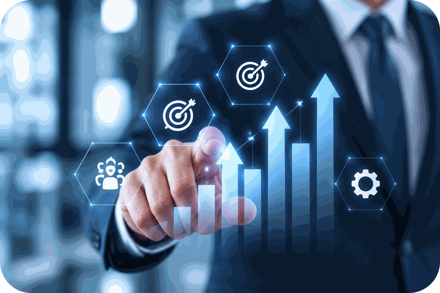 Business professional reviewing data-driven insights