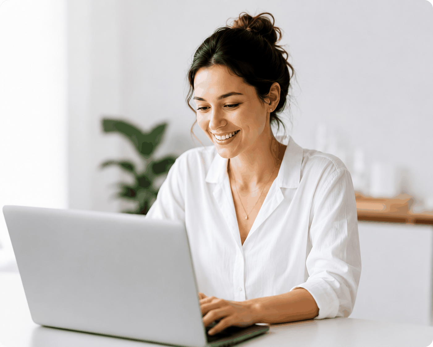 Professional researcher working on laptop